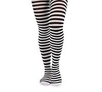 Jefferies Socks Little Girls' Striped Tights, Black/White, 8-10 Years