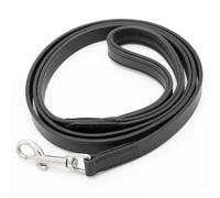 Jeffers Black Padded Leather Dog Leash, 3/4" Wx6'L - Genuine Drum Dyed Cowhide, Secure Grip & Comfortable Handle, Nickel Plated Hardware, Multiple Lengths, Walking & Training Leash for Dogs & Pets
