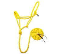 Jeffers Braided Mule Tape Halter with 10 ft Lead Rope for Horses 750-1200 lb - Full Size Adjustable Knot Horse Halter, Equestrian Training Tack for Riding, Trail, Western, Barn, Stable - Yellow