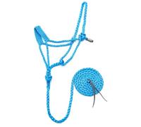 Jeffers Braided Mule Tape Halter with 10 ft Lead Rope for Horses 750-1200 lb - Full Size Adjustable Knot Horse Halter, Equestrian Training Tack for Riding, Trail, Western, Barn, Stable - Turquoise