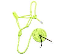 Jeffers Braided Mule Tape Halter with 10 ft Lead Rope for Horses 750-1200 lb - Full Size Adjustable Knot Horse Halter, Equestrian Training Tack for Riding, Trail, Western, Barn, Stable - Lime Green