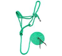 Jeffers Braided Mule Tape Halter with 10 ft Lead Rope for Horses 750-1200 lb - Full Size Adjustable Knot Horse Halter, Equestrian Training Tack for Riding, Trail, Western, Barn, Stable - Green