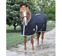 Jeffers Equine Closed Front Horse Stable Blanket, 63 Inch - Warm Insulated Stall & Barn Layer, Lightweight Polyfill Winter Blanket for Horses, Indoor Use, Travel, Grooming - Black Silver