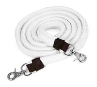 Jeffers Equine Flat Braid Cotton Roping Rein - 7 Feet, 1 in Wide Western Horse Rein with Leather Loops & Scissor Snap Ends - Durable Tack for Barrel Racing, Training, Ranch & Trail Riding