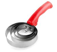 Jeffers Equine Reversible Shedding Curry Comb for Horses or Goats, Pets - Dual Sided Stainless Steel Blade Tool for Grooming, Dirt & Hair Removal - Spring Action Handle - Red Handle