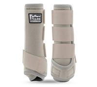 Jeffers Expression Protective Horse Boots, 1 Pair, Large - Safe Neoprene Leg Guards, Durable Strap Closures, Front & Hind Support, Equestrian Accessories for Travel & Riding - Khaki
