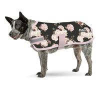Jeffers Expression Rose Garden Dog Fleece Rug - Soft, Cozy & Pet Sweater, Reflective Stripes, Lightweight Coat, Perfect for Small to Large Breeds, Warm Puppy Pullover Blanket, Washable - 22"