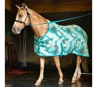 Jeffers Expression Standard Neck Fleece Cooler for Horses, 87"- Equine Towel Blanket, Moisture Absorbent, Light Weight, Best for Drying, Exercise, Bathing, Adjustable Belly Bands - Bisbee Blue
