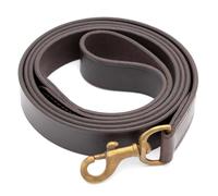 Jeffers Pet Flat Leather Dog Leash with Handle, Long Training Lead with Brass Hardware for Walking, Hiking for Large Dogs, Classic Chestnut Strap - Gifts for Dog Lovers - 1-1/4"W x 6'L