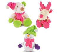 Jeffers Plush Bright Winter Pals Squeaky Dog Toys, 3 Pack - Soft Plush Stuffed Christmas Puppy Toy Set for Small & Medium Dogs - Cute for Pets, Indoor Fetch, Chew & Playtime Toys