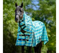 Jeffers Romper Stomper Durable Mesh Fly Sheet for Horses with Detachable Neck, 81" - Heavy Duty Breathable Textilene Mesh Horse Sheet, UV & Insect Protection, Summer Turnout Rug - Turquoise & Lime