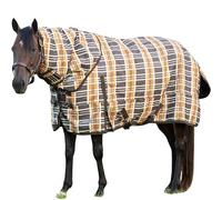 Jeffers Solaris 1200 Denier Turnout Blanket with Detachable Neck Rug - Brown & Cream Plaid 75" - Waterproof, Breathable Horse Blanket with 360g Polyfill, Ideal Protection for Winter, Heavyweight