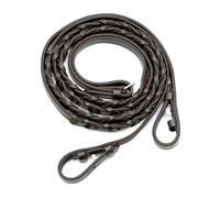 Jeffers Uniquely English Leather Laced Reins for Horses, Havana - Premium Adjustable Non Slip Soft Leather, Hand Laced Grip for Riding, Training, Dressage, Equestrian Tack - Hook & Stud Bit Ends