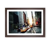 Jeffery Turner Times Sq New York Framed Print | A2 Walnut Framed Wall Art | Ready to Hang | Modern Nature Picture | Living Room Bedroom Lounge Office