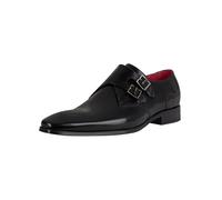 Jeffery West Men's Polished Buckle Leather Shoes, Black, 10 UK