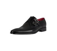 Jeffery West Men's Polished Buckle Leather Shoes, Black, 7 UK