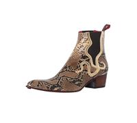Jeffery West Men's Print Snake Chelsea Boots, Beige