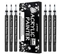 JEFFNIUB 6 Black Permanent Marker pens, Acrylic Paint Pens for Rock Painting, Glass, Ceramic, Stone, Fabric, Wood, Canvas, Pebbles, Craft, Writing and DIY Projects - Fine Point 0.7mm