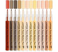 JEFFNIUB Acrylic Paint Pens Set of 12 Colors, 0.7mm Fine tips Skin Tone Markers, Permanent Acrylic Marker Pens for Painting on Rocks, Glass, Fabric, Wood, Ceramic, Canvas, Tiles