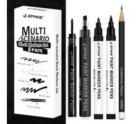 JEFFNIUB Art Pens set 5pcs, Drawing Pen with Brush Pen, Fineliner, Pencil, Acrylic Paint Pens for Black Paper Writing (Black)