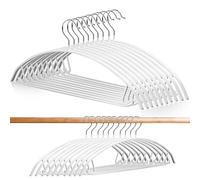 JEFFOUOO Pack of 10 Clothes Hangers - 43 cm, Metal, Non-Slip Rubber Coating, Stainless Steel, High-Quality Suit Hangers with Trouser Bar for Sweaters, Shirts, Jackets