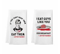 Jeffrey Dahmer Kitchen Towels, 2 Pack Halloween Gothic Bathroom Hand Towels, Funny Serial Killer Gifts for Women Men, True Crime Halloween Bathroom Kitchen Decor, Jeffrey Dahmer Merchandise