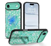 Jefonha Magnetic for iPhone Air Case with Finger Strap Stand, Compatible with Magsafe, Trendy Floral Flower Phone Case for Women Men Slim Shockproof Cover for Air, Green Flowers