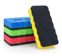 JEFURE Whiteboard Sponge 4 Pieces 4 Colors, Magnetic Whiteboard Sponge, Whiteboard Eraser for Dry Cleaning on Many Surfaces, Whiteboard Eraser for Whiteboards, Boards and Glass