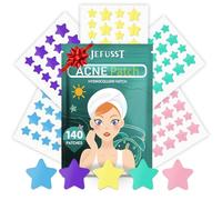 Jefusst Star Acne Pimple Patch 140 Numbers Hydrocolloid Acne Patches for Face, Purple, Blue, Green, Pink and Yellow