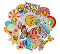 JEFUZH 16PCS Hippie Iron on Patches, Embroidery Flowers Patches for Clothes, Hats, Jeans, Skirts, T-Shirts, Backpacks, Etc.(Summer Flowers)