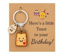 Jefzuxon Emotional Support Toast Keychain, Toast Keyring Gift | Novelty keepsake accessory for keys and bags, with a fun toast design for everyday use, gifting and encouragement.