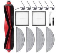 Jegehoyo Accessories Kit for Roborock Q10 S5 / Q10 S5+ Robot Vacuum Replacement Parts, 1 Main Brush, 2 Filters, 4 Mop Pads, 6 Side Brushes, 1 Cleaning Brush, 1 Screwdriver