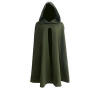 JEGERMIG Green Medieval Hooded Cloak for Men Renaissance Wizard Themed Halloween Costumes, Green Hooded Cape-2, One-size