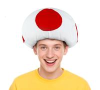 JEGERMIG Halloween Toad Mushroom Hat White with Red Spots Gaming Cosplay Costume Accessory for Adult, White-1, One-Size
