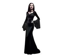 JEGERMIG Morticia Addams Dress Floor Length Halloween Role Play Costume Adams Family Costume, Black, S