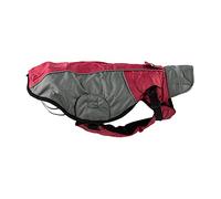JEGGO High Heat Cold-Resistant Winter Dog Coat with Soft Fleece Lining, Waterproof and Windproof, with Zip Opening on Both Sides (Wine Red/Grey, 28 cm)