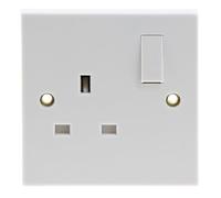 Jegs 1 Gang 13Amp Flush Switched Socket White PPJ071T