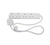 Jegs 1 Metre Extension Lead 13A, 4 Gang, UK Plug Socket Power Cable, White