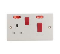 Jegs 45Amp Double Pole Cooker Switch And 13Amp Socket Neon Indicators PPJ076TT