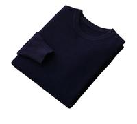 Jegsnoe 100% Pure Merino Wool Sweater Men's Crewneck Pullover Tops Autumn Winter Thin Sweater Navy Blue S