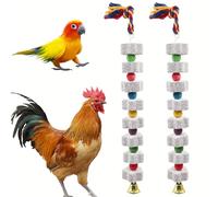 JEHANOIRY 2Pcs Large Bird Chewing Toy, Parrot Beak Grinding Stone with Bells, Bird Teeth Chew Cage Toys for Cockatiel Parakeet Budgies Rat Hamster Chinchilla