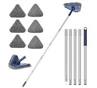 JEHONN 200CM Wall Cleaning Mop with Long Handle, 3-in-1 Ceiling Cleaner Tool Duster with 6 Replacement Microfiber Chenille Pads for Painted Walls, Window, Floor, Baseboard (Dark Blue)