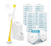 JEHONN Disposable Toilet Cleaning System with 40PCS Brush Refills, Wall Mounted Toilet Wand Kit for Bathroom Sink Bathtub Wash Basin (Yellow)
