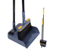JEHONN Dustpan and Brush Set Long Handled, Tall 180 Degree Rotating Sweeping Brush, Household Dust Pan with Comb Teeth for Indoor Outdoor Garden Home