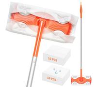 JEHONN Floor Wipes Compatible with Flash Speed Mop Starter Kit for Swiffer Multi Surface Cleaning, Disposable Duster, 10 Dry Sweeping Cloths, 10 Wet Mopping Refills for Bathroom Wall Window