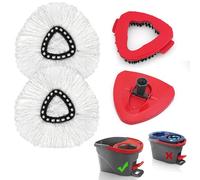 JEHONN Spin Mop Replacement Heads, Base, Brush for Vileda Turbo, Includes 2 Microfiber Refills, 1 Triangle Cover and 1 Scrub Tool for Cleaning Bathroom Kitchen Tile Floor