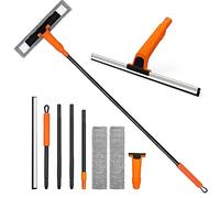 JEHONN Window Shower Squeegee for Glass Door with 152 CM Long Handle, Professional Floor Squeegee Mop for Cleaning Garage Tile Concrete Mirror Windshield Bathroom Home Car, SQ-03, Orange