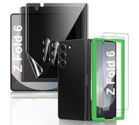 JEHOO for Samsung Galaxy Z Fold 6 Privacy Screen Protector, [2+2+2 Pieces] Inner TPU Anti-Peep Film + Front Tempered Glass + Metal Camera Protector with Upgrade Positioning Tool, Easy Installation