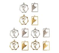 Jehoshaphat 12Pcs Stainless Steel Charms,Kitten Cat Animal Pendants & Rose Iris Birth Month Floral Charms for Necklace Bracelet Earring Handcraft Component