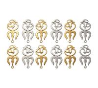 Jehoshaphat 12Pcs Stainless Steel Connector Charms, Trident & Tamil India Om Symbol Pendants for Necklace Bracelet Earring Handcraft Component